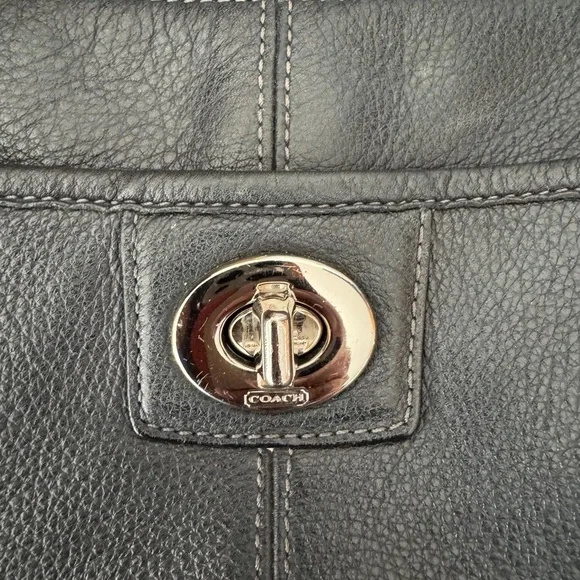 Coach Black Leather Crossbody Bag with Silver Accents - Picture 5 of 9